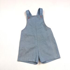 Vintage Tog-a-longs Shortalls Baby Sz 12m Blue Chambray Everyday Casual Retro